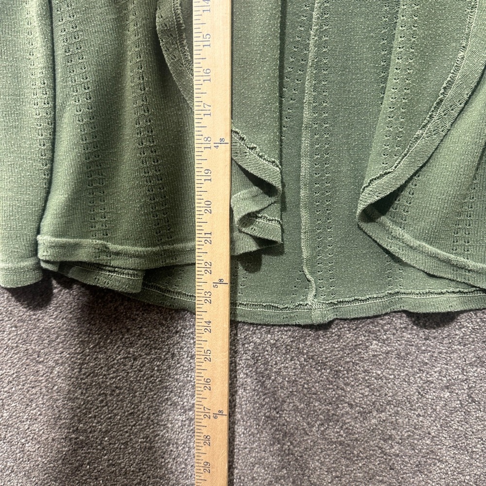 Fresh Produce Cardigan Sweater XS/S Sage Green Pointelle Knit Open Front USA - Picture 5 of 7